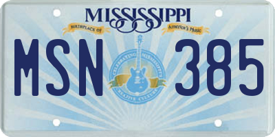 MS license plate MSN385