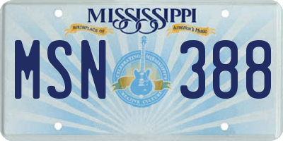 MS license plate MSN388