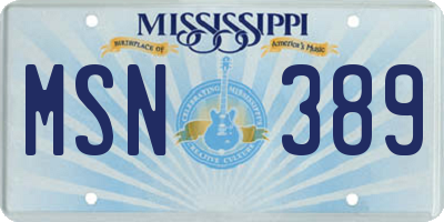 MS license plate MSN389