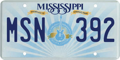 MS license plate MSN392