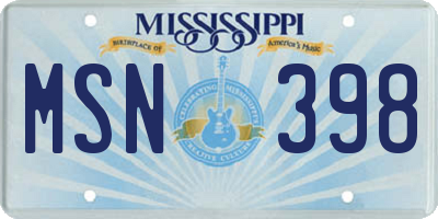 MS license plate MSN398