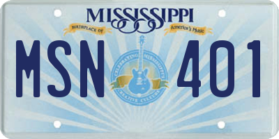MS license plate MSN401