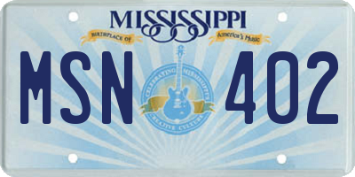 MS license plate MSN402