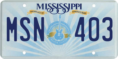 MS license plate MSN403