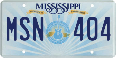 MS license plate MSN404