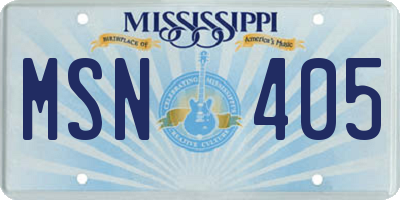 MS license plate MSN405
