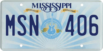 MS license plate MSN406
