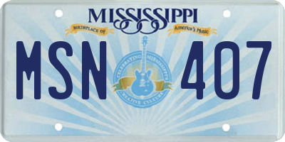 MS license plate MSN407