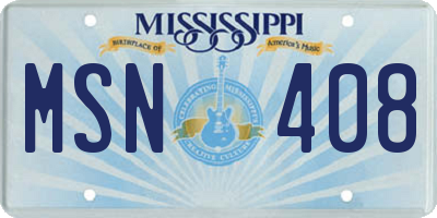 MS license plate MSN408