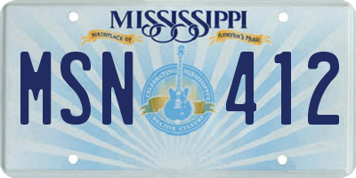 MS license plate MSN412