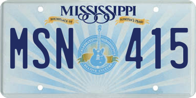 MS license plate MSN415
