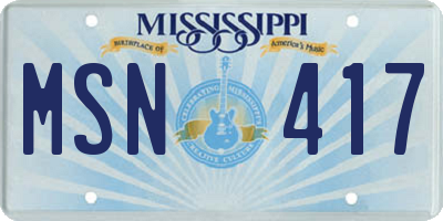 MS license plate MSN417