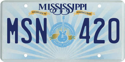 MS license plate MSN420
