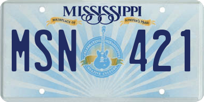 MS license plate MSN421