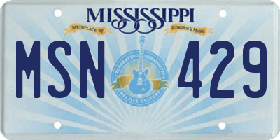 MS license plate MSN429