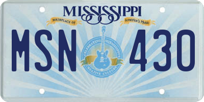MS license plate MSN430