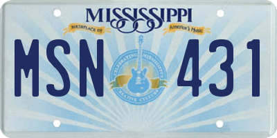 MS license plate MSN431