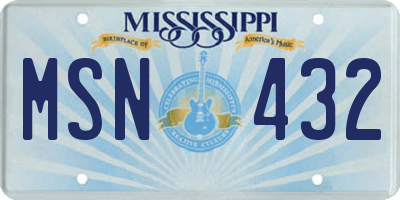 MS license plate MSN432