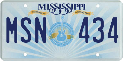 MS license plate MSN434