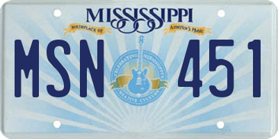 MS license plate MSN451
