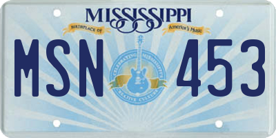 MS license plate MSN453
