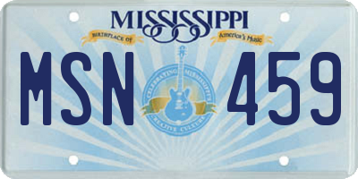 MS license plate MSN459