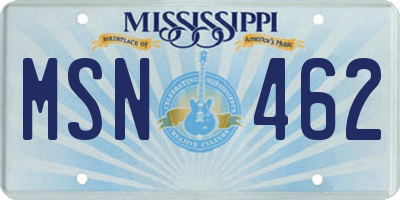 MS license plate MSN462