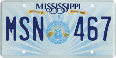 MS license plate MSN467
