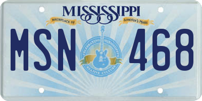 MS license plate MSN468