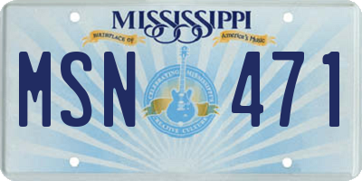 MS license plate MSN471