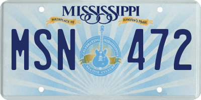 MS license plate MSN472