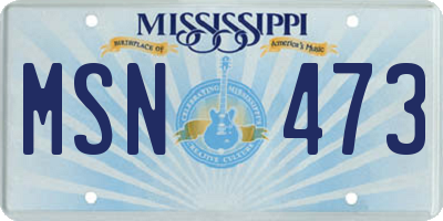 MS license plate MSN473