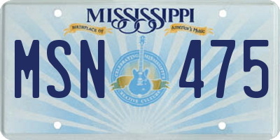 MS license plate MSN475