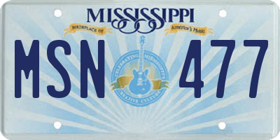 MS license plate MSN477
