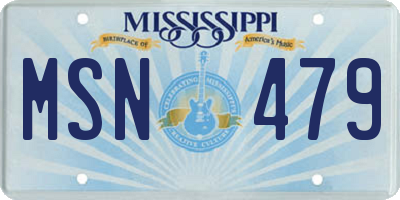 MS license plate MSN479