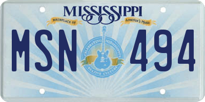 MS license plate MSN494