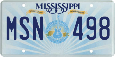 MS license plate MSN498