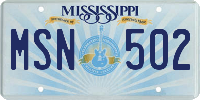 MS license plate MSN502
