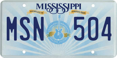 MS license plate MSN504