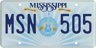MS license plate MSN505