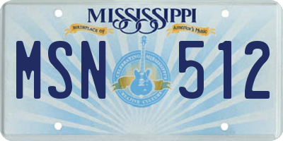 MS license plate MSN512