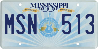 MS license plate MSN513