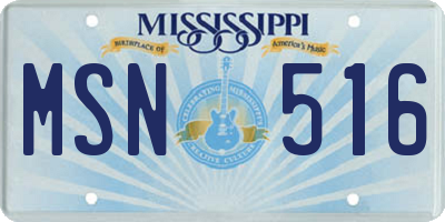MS license plate MSN516
