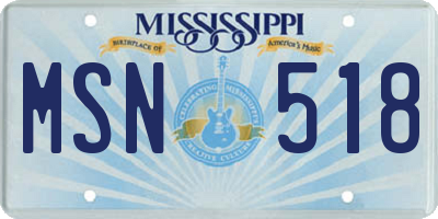 MS license plate MSN518
