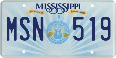 MS license plate MSN519