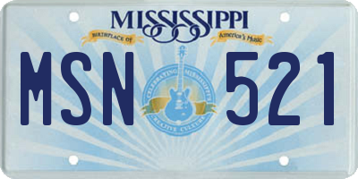MS license plate MSN521