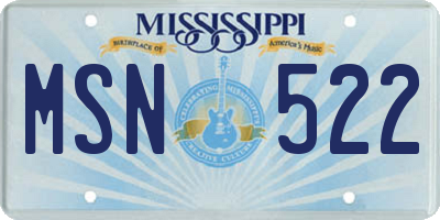 MS license plate MSN522