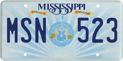 MS license plate MSN523