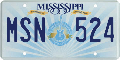 MS license plate MSN524