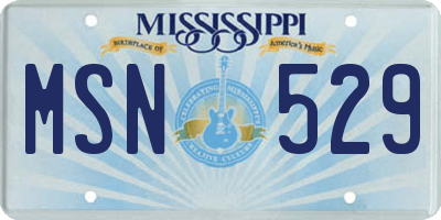 MS license plate MSN529